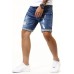 Dark Blue Slim-fit Distressed Men's Denim Shorts