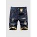 Men's Splash Ink Ripped Denim Shorts