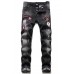 Men's Washed Pattern Patchwork Buttons Distressed Jeans