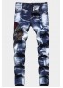 Men's Washed Indian Pattern Embroidery Slim-fit Jeans