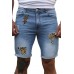 Sky Blue Leopard Lightning Patchwork Skinny Fit Men's Jeans