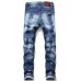 Men's Badge Pattern Patchwork Paint Splash Slim-fit Jeans