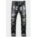 Men's Letter Print Buttons Straight Leg Jeans