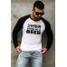 Black Men's Letter Print Raglan Long Sleeve Slim-fit Top