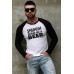 Black Men's Letter Print Raglan Long Sleeve Slim-fit Top