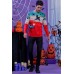 Men's Halloween Flying Bird Car Print Long Sleeve Knit T-shirt