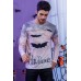 Men's Halloween Bat Print Long Sleeve Knit T-shirt