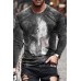 Gray Graphic Print Men's Long Sleeve Top