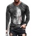 Gray Graphic Print Men's Long Sleeve Top