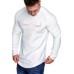 White Steer Head Graphic Pleated Slim Fit Men Long Sleeve T-shirt