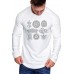 Men's Graphic Print Slim-fit Pleated Long Sleeve T-shirt