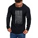 Pleated Long Sleeve Letter US Flag Print Men's Graphic T-shirt