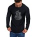 Men's Letter Guitar Graphic Print Long Sleeve T-shirt