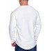 White Funny Smile Print Pleated Crew Neck Men's Long Sleeve Top