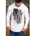 White Men's Pleated Long Sleeve America Flag Graphic Print Top