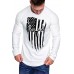 White Men's Pleated Long Sleeve America Flag Graphic Print Top