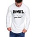 White HOWL Wolf Letter Print Pleated Sleeve Men's Top