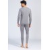 Gray Men's Plus Velvet Thick Thermal Underwear Suit