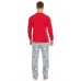 Men Red And Grey Color Xmas Loungwear Set