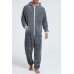 Grey Men Fleece Jumpsuit Loungewear