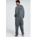 Grey Men Fleece Jumpsuit Loungewear