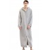 Grey Men's Flannel Zip Hooded Nightgown