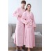 Pink Fleece Pocketed Men Nightgown with Sash