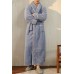 Blue Men's Thick Fleece Kimono Nightgown