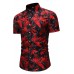 Men's Floral Print Short Sleeve Shirt and Elastic Waist Shorts Set