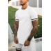 White Striped Short Sleeve T-shirt and Drawstring Shorts Men's Set