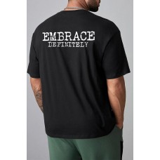 Black EMBRACE DEFINITELY Drop Sleeve Men's Oversized Tee