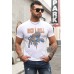 White ROCK ROLL Leopard Print Slim-fit Men's T-shirt