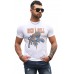 White ROCK ROLL Leopard Print Slim-fit Men's T-shirt