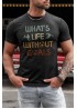 Black What's Life Without Goals Graphic Print Short Sleeve T Shirt