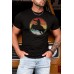 Black Men's Western Cowboy Graphic Print Short Sleeve T Shirt