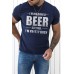 Blue BEER Letter Printed Muscle Fit Men's Graphic T Shirt