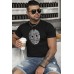 Black Letter Graphic Print Slim-fit Men's Short Sleeve Top