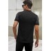 Black Gradient Color Short Sleeve Henley Men's T-shirt